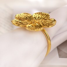 可開統編 餐廳宴會 餐廳酒店樣板房裝飾白色金屬小花餐巾扣餐巾環時尚裝飾餐巾圈生活儀式感, 1個, 金色