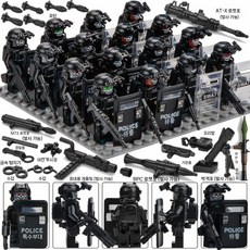 군 특수부대 유령 폭발 방지 SWAT 미니피규어 장난감 블록, 블랙 고스트 실드 16명