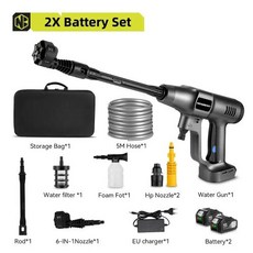 NEWBENY 200Bar 브러시리스 전기 고압 세척기 3 기어 무선 자동차 청소 18V 배터리 용 정원 관개 도구, 01 2 Battery EU Plug, 2) 2 Battery EU Plug - 전기