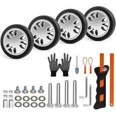 ASUNTOM 수하물 바퀴 교체 세트 직경 2인치/50mm 두께 0.59인치/15mm 슈트케이스 PVC 고무 인라인 휠 2가지 사이즈 차축 풀 수리 도구 스피너 여행 가방 트롤, 4PCS 2inch Wheels, 실버