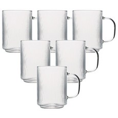 플리츠 DP 글라스 머그컵, 투명, 6개