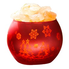 鹽夢工場 創意聖誕鹽燈，霧紅色彩球造型，節慶裝飾，空氣淨化，溫馨送禮首選, 詳見包裝, 1個