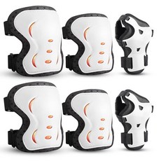어린이/청소년/성인용무릎패드팔꿈치패드 손목가드보호장비세트 롤러스케이트 스케이트보드 사이클링 스케이트 자전거 스쿠터 라이딩스포츠용6팩124713, 화이트