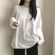 베이직 무지 라운드 오버핏 박스 긴팔티 6color