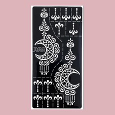 페이스페인팅 도안 스텐실 라마단 축제를위한 달 꽃 디자인 문신 여성을위한 헤나 템플릿 핸드 바디 장식 임시, 옵션01) S2956