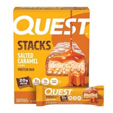 Quest Nutrition Stacks 단백질 바 시나몬 브라운 슈가 20g 순탄수화물 2g 설탕 1g 고섬유질 저설탕 글루텐 프리 4개입 173496, 4개(1개입), 솔티드 캐러멜