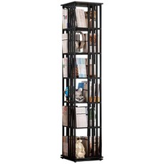 회전책꽂이 거실 책꽂이 잡지 틈새 회전 원목 인테리어 원형 사각 북유럽 우드 책장 수납공간, 7. 360  자유회전 창홍 투명 측면 패널 - 원색