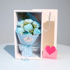 Oneky 졸업식 카네이션 비누 꽃다발 + 선물상자 시들지 않는 졸업 선물, 푸른색