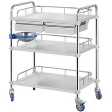 드레싱카 이동식 병원 철제 트롤리 간호사 카트, 1개, 3단