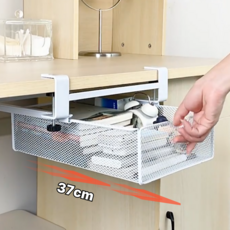 봉글이네 무타공 슬라이딩 책상 서랍 철제 클램프 언더선반, 1단, 화이트