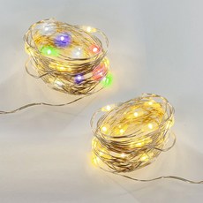 굿아이템 2M LED 와이어 줄조명 크리스마스 무드등 (건전지포함), 전구색5개+무지개색5개, 1개