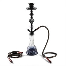 新品阿拉伯雙管中號水煙壺套裝高檔玻璃金屬菸斗KTV酒吧煙槍, 1個, 黑色雙管:無規格