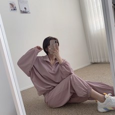 H's 經典秋季版高品質寬鬆版型半拉鍊慢跑訓練套裝