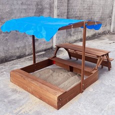 모래놀이터 만들기 야외 유치원 세트 촉감 샌드박스 울타리 샌드아트 모래놀이세트 목공 마당, E. 테이블의자 싱크대 천장