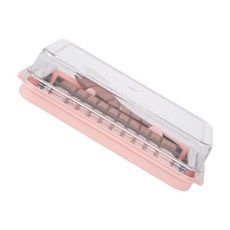 냉장고 정리를 위한 투명 뚜껑이 있는 스테인리스 스틸 버터 슬라이서 및 커터 치즈 보관 용기, Pink.