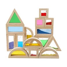 透光積木 彩虹積木 透光教具 彩虹透明積木 彩虹教具 彩虹壓克力光影積木 彩虹桌遊 蒙特梭利木製教具, 彩虹色, 1套