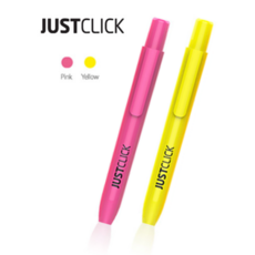 모리스 저스트클릭 형광펜M2 노크식 형광펜, 1개, 핑크+노랑