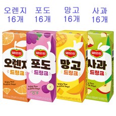 [믹스박스] 델몬트 드링크 4종 세트 (망고8+오렌지8+포도8+사과8), 190ml, 64개