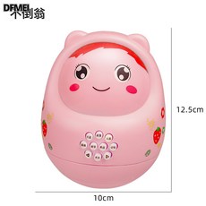 QRU 嬰兒不倒翁早教機玩具嬰幼兒益智兒童寶寶音樂啓蒙按鍵故事機, 1個, 82內容不倒翁早教機-粉【opp袋裝】電池自備