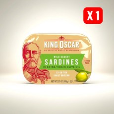 KING OSCAR 奧斯卡 野生捕撈 橄欖油迷你沙丁魚 57.5盎司(106克), 106g, 1個
