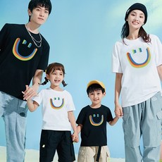 多彩笑臉純棉親子裝