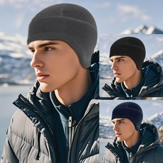 귀달이비니 모자 플리스 후리스 라이더 스컬캡 겨울, 이어머프-블랙