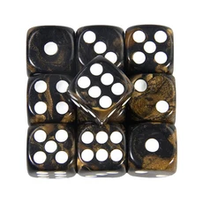 6면 주사위 세트 컬러 라운드 코너 큐브 PRG 파티 놀이 보드 교육 수학 16mm 10 개, 05 brown black