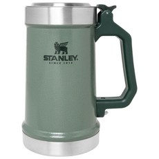 STANLEY ​​​台灣公司貨 經典系列 加蓋啤酒杯 錘紋綠 709ml, 1個