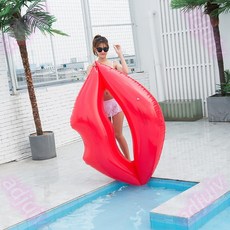 KP 熱銷紅唇造型泳圈 成人兒童水上浮床 游泳池趣味泳圈 網紅拍照神器, 粉色嘴唇浮排,小號（袋裝）, 1個
