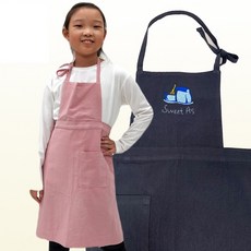 (무료 글자 자수) 가벼운 베이직 어린이앞치마 / 미술 학원 유치원 어린이집 - KC인증