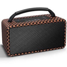 DINDIN Portable 블루투스 Speaker： 80W (Peak) 20H Playtime 무선 Big Wood Boombox with Deep Bass Subwoofer, 브라운