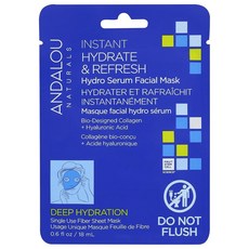 Andalou Naturals Deep Hydration 인스턴트 하이드레이션 & 리프레시 시트 마스크 170g(6온스), Andalou Naturals Deep Hydratio, 1, 18ml