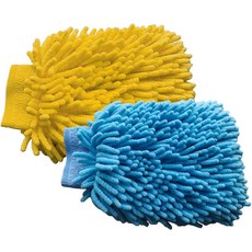 조이코트 2PCS 마이크로파이버 소프트 샤닐 세차용 장갑 홈 장갑 세차 보푸라기 세차 및 장갑 양면 없는 장갑 세차 스크래치 초흡수성 클리닝 장갑(블루앤옐로우), Blue&yellow