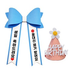 아기 화환 미니 컬러 리본 인간화환, 기본문구 2, 1개, 파랑+미니+핑크 고깔모자