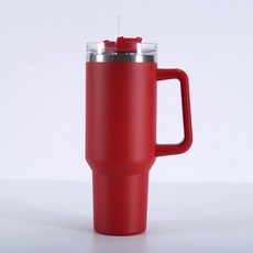 40oz冰霸杯大容量保溫杯不鏽鋼水杯手柄杯保冷杯吸管便攜式手提, 1個, 紅色:40oz