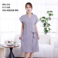 可穿式純棉紗布浴袍 輕薄透氣柔軟女款, 莫蘭迪灰