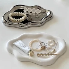 구름 모양 보석 트레이 장식 접시 반지 귀걸이 팔찌 및 목걸이용 플라스틱 화장대 여성 침실 장식용, white