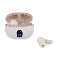 PLEIGO TWS LED 디스플레이 블루투스 이어폰, 아이보리, N950