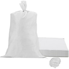 SHUTSAN 40 PCS 18 x 30 인치 흰색 모래주머니 로필렌 홍수 조절을 위한 끈이 달린 허리케인 장벽, large