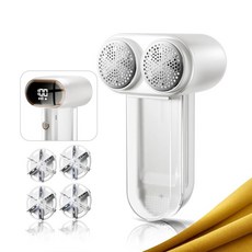 Supenjoy 듀얼 채널 헤드 패브릭 면도기 및 보풀 제거기 LED 디스플레이가 있는 충전식 스웨터 면도기 6개의 스테인리스 강화 스틸 블레이드 3가지 속도 옷 알약