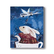 MANTO 台灣製造 大尺寸DIY數字油畫 50X65cm 釘好內框 日本花海歐洲風景 初學者專用 不費眼, 夢想兔, 1套