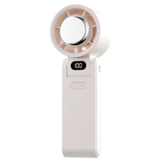 迷你摺疊手持風扇，數位顯示電量，三檔風速調節，USB充電便攜式桌面風扇, 白色, f