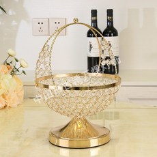 고급스러운 이쁜 거실 사무실 유럽 ​​패션 홈 크리스탈 과일 그릇 캔들 홀더 식탁 클럽 하우스 휴대용 과일 바구니 거실 커피 테이블 장식기구 소품, 황금 260360mm, 1개