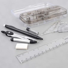 학생 제도 원그리기 반지름 측정 각도 눈금자 수학 기하학 필기구 케이스, 1개