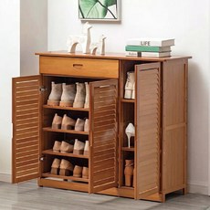 竹製多層收納鞋櫃, 茶木色, 1個