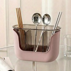 로앤몰 완벽 배수 분리 세척 수저통, 1개, 핑크