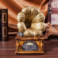 레트로장식 미국식 레코드 플레이어 카페 유럽식 제품 크리에이터 소품 식당 장식품 음향 기기 앤틱 고전 거실 술장 가게 오디오 빈티지, 2.황금 축음기