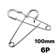 ETCM 침구 이불 고정 의류장식용 대형 옷핀 100mm 6p, 6개, 실버
