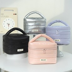 후암마켓 폭신 방수 여행 메이크업 화장품 패딩 손잡이 파우치