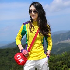 여성복 속건 긴팔 티셔츠 캐주얼 아웃도어 스판 긴팔 티셔츠 여자 스포츠 등산 긴팔 집업 티셔츠 빅사이즈